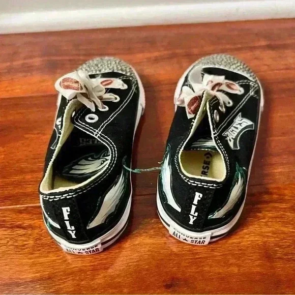 Philadelphia Eagles Converse Toddler Girls Size 10 Football Bedazzled All Star - Picture 4 of 10